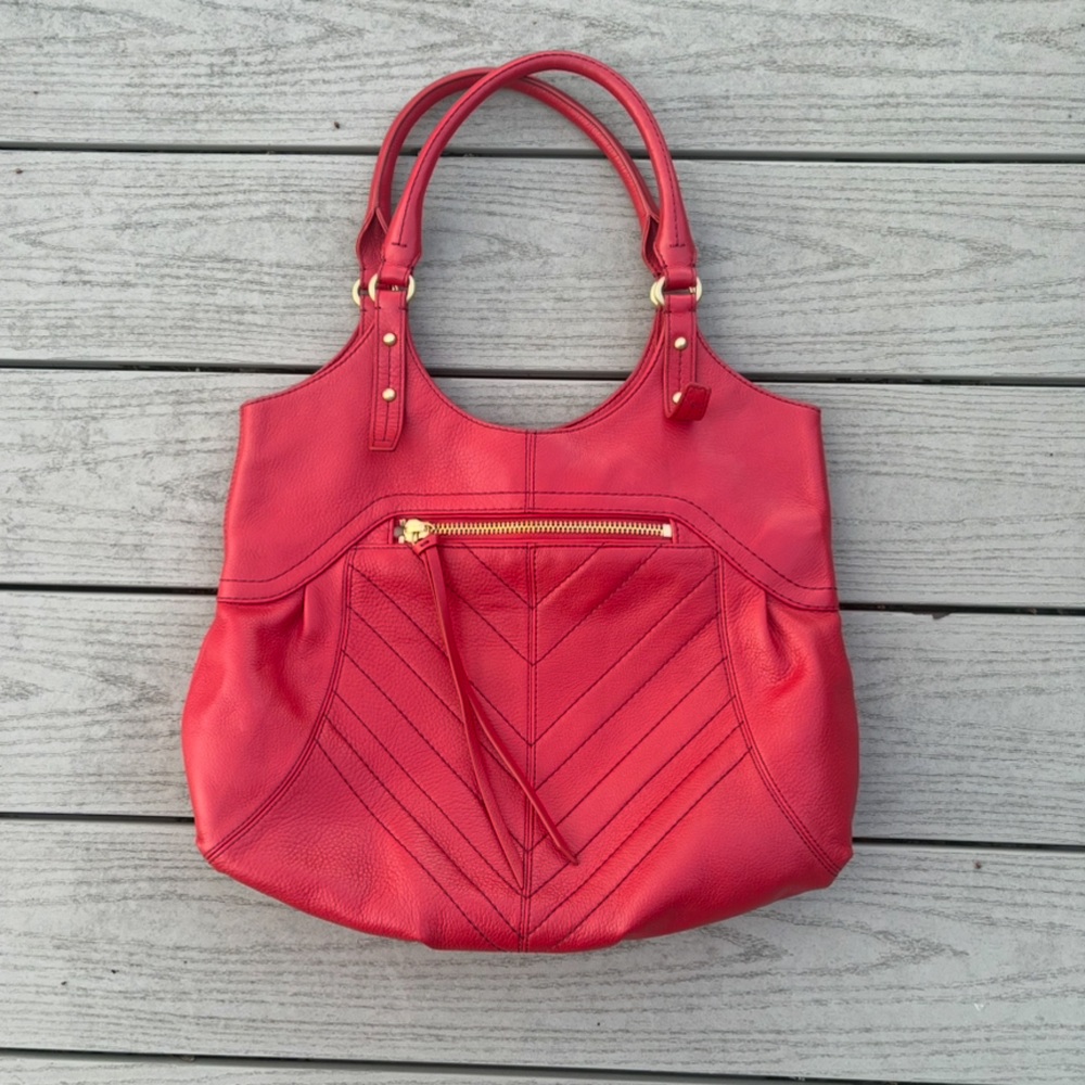 ISABELLA FIORE Naomi Red Leather Shoulder Bag